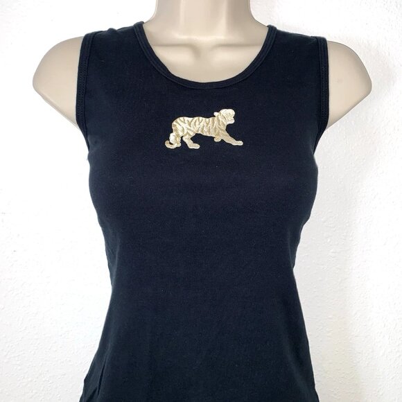 GRUNGE 90s Tia Embroidered GOLD TIGER Patch Faded MUSCLE TANK TOP Y2K Onitsuka M - Picture 1 of 5